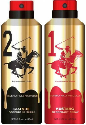 

Beverly Hills Polo Club One Grande & One Mustang Deo Deodorant Spray - For Men(350 ml, Pack of 2)