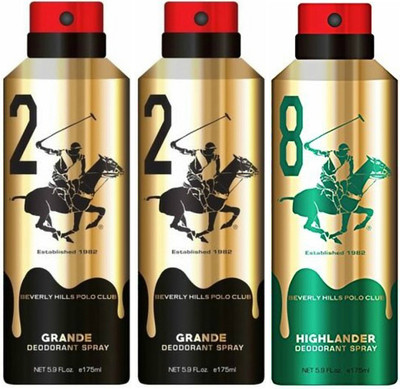 

Beverly Hills Polo Club Two Grande & One Highlander Deo Deodorant Spray - For Men(525 ml, Pack of 3)