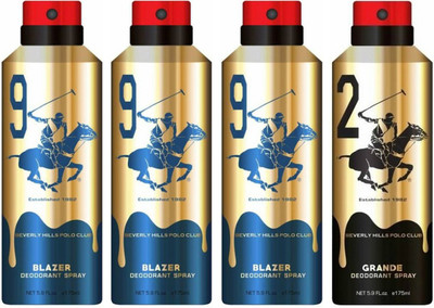 

Beverly Hills Polo Club Three Blazer & One Grande Deo Deodorant Spray - For Men(700 ml, Pack of 4)