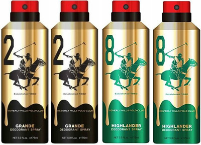 

Beverly Hills Polo Club Two Grande & Two Highlander Deo Deodorant Spray - For Men(700 ml, Pack of 4)