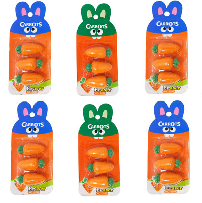 

Parteet Carrot Type Erasers for Kids - Pack of 6 for Birthday Party Return Gifts Non-Toxic Eraser(Orange)