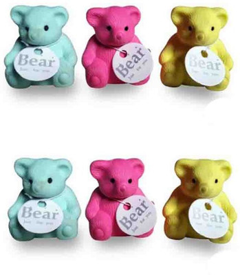 

13-HI-13 TADDY Shaped Eraser 6PCS Non-Toxic Eraser(Multicolor)