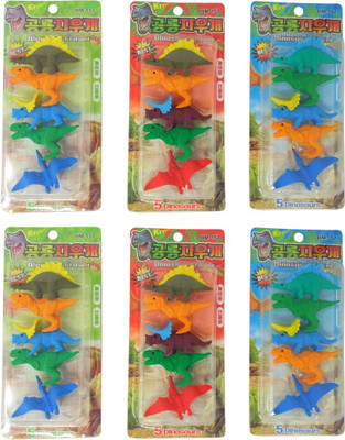 

Parteet Dinosaur Shape Erasers for Kids - Pack of 6 for Birthday Party Return Gifts Non-Toxic Eraser(Multicolor)