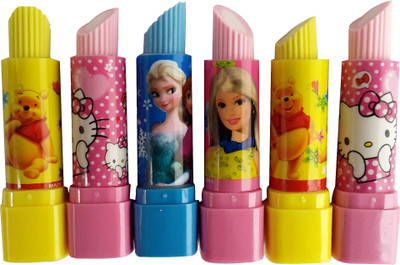 

13-HI-13 LIPSTICK Shaped Eraser 6pcs Non-Toxic Eraser(Multicolor)