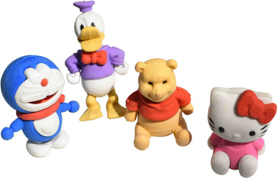 

13-HI-13 Cartoon Shaped Eraser 4pcs Non-Toxic Eraser(Multicolor)