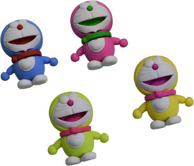 

13-HI-13 Doremon Shaped Eraser 4pcs Non-Toxic Eraser(Multicolor)
