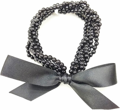 

fairytale Bow With Beads Fascinator Hair Band Hair Rubber. Ponytail Holder High Quality Elastic For Gilrs And Woman's Rubber Band(Black)