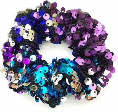 

Fairytale Hot Sale Reversible Change Color Sequins Fabric Hair Ties Reversible Bow Hair Band for girls and Women's. Rubber Band(Blue, Silver, Purple)