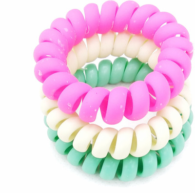 

Fairytale Neon Matte Multicolor Spiral Ponytail Holder Hair Rubber Premium Quality (Set Of 3 Pcs) Rubber Band(Multicolor)