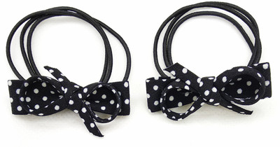 

Fairytale KNOT & BOW Hair Rubbers Ponytail Holder Set Of 2 Pcs For Kids,Girls, Women's. Tripple Line High Quality Elastic. Rubber Band(Black, White)