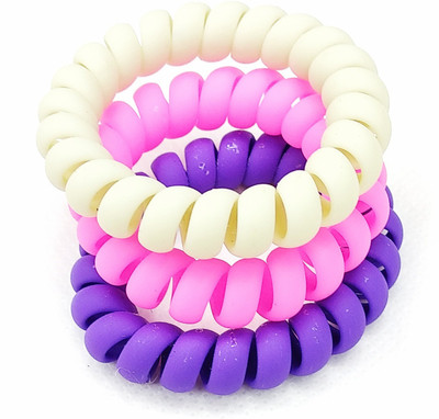 

Fairytale Neon Matte Multicolor Spiral Ponytail Holder Hair Rubber Premium Quality (Set Of 3 Pcs) Rubber Band(Multicolor)
