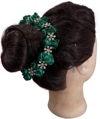 

RAAYA Bridal Hair Gajra For Women, Juda Accessories For Women, Dark Green Bun(Green)