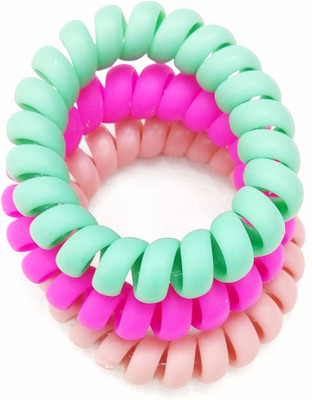 

Fairytale Neon Matte Multicolor Spiral Ponytail Holder Hair Rubber Premium Quality (Set Of 3 Pcs) Rubber Band(Multicolor)