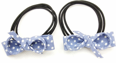 

Fairytale Hair Rubbers Ponytail Holder Set Of 2 Pcs For Kids,Girls, Women's. Tripple Line High Quality Elastic. Rubber Band(Blue, White)