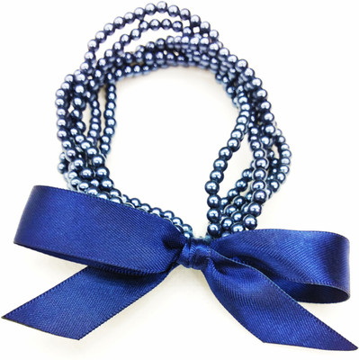 

Fairytale Bow With Beads Fascinator Hair Band Hair Rubber. Ponytail Holder High Quality Elastic For Girls And Women's. Rubber Band(Blue)
