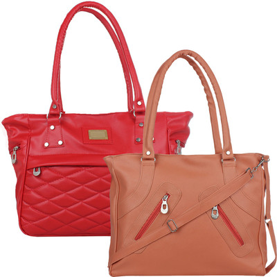 

Fillin Cart Shoulder Bag(Tan, Red), Red;tan