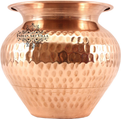 

IndianArtVilla Hammered Round Lota Copper Kalash(Height: 3.6 inch, Brown)
