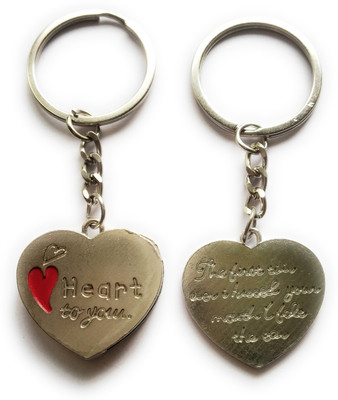 Hats Off Couple Heart inside heart Key chain | Love Promise Double key Ring Key Chain