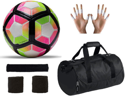 

SportsCorner Combo of Laliga Yellow/Pink/Black Border Football (Size-5), Kit Bag & Supporters Football Kit