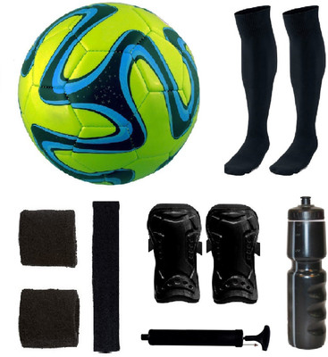 

SportsCorner Combo of Green Brazuca Football (Size-5) & Kit of 5 Other items Football Kit