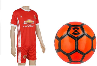 

SportsCorner Combo of Strike X Orange Football (Size-5) with Suit (Jersey + Shorts) Football Kit