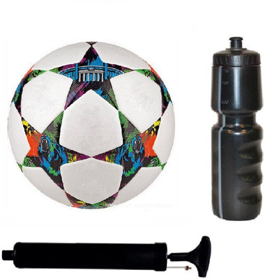 

SportsCorner Kit of Multistar UEFA Champions League Football (Size-5)with Air Pump & Sipper Football Kit