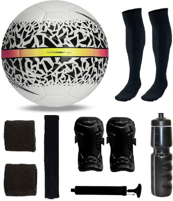 

SportsCorner Combo of React Hypervenom White/Black Football (Size-5) & Kit of 5 Other items Football Kit