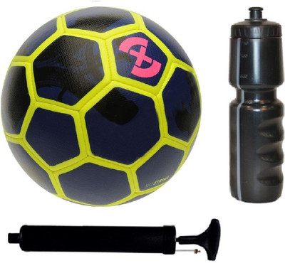 

SportsCorner Kit of Strike X Blue/Yellow Football (Size-5) with Air Pump & Sipper Football Kit