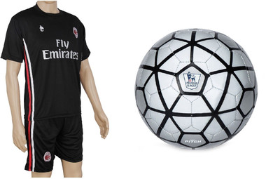 

SportsCorner Combo of Strike Silver Football (Size-5) with Suit (Jersey + Shorts) Football Kit