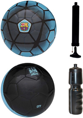 

SportsCorner Combo of Blue + City Black Football (Size-5) with Air Pump & Sipper Football Kit