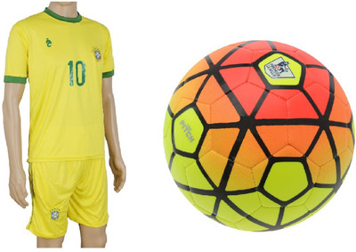 

SportsCorner Combo of Ordem Orange/Yellow Football (Size-5) with Suit (Jersey + Shorts) Football Kit