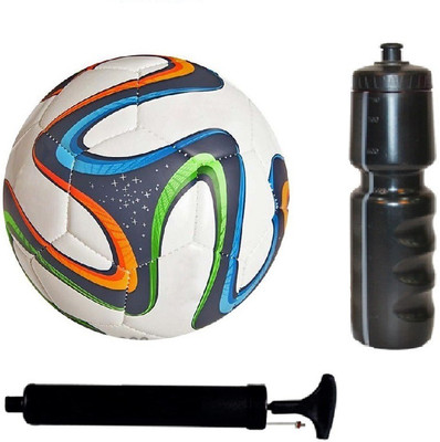 

SportsCorner Kit of Multicolor Brazuca Football (Size-5) with Air Pump & Sipper Football Kit
