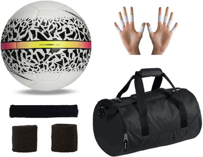 

SportsCorner Combo of React Hypervenom White/Black Football (Size-5), Kit Bag & Supporters Football Kit