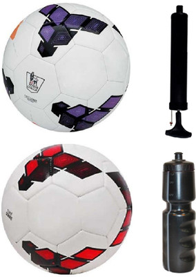 

SportsCorner Combo of Premier League Purple/White + Premier League Red/Purple Football (Size-5) with Air Pump & Sipper Football Kit