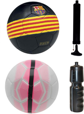 

SportsCorner Kit of Black/Yellow/Red + Mercurial White/Pink with Air Pump & Sipper Football Kit