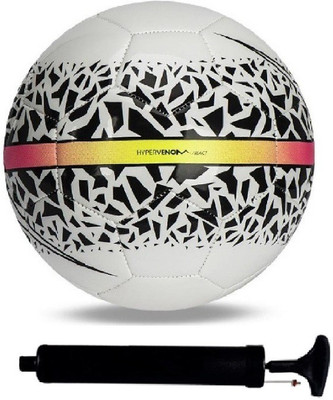 

SportsCorner Kit of React Hypervenom White/Black Football (Size-5) with Air Pump & Needle Football Kit