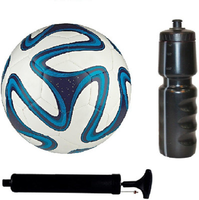 

SportsCorner Kit of Brazuca Blue Football (Size-5)with Air Pump & Sipper Football Kit