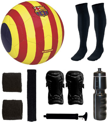 

SportsCorner Combo of FCB Yellow/Red Football (Size-5) & Kit of 5 Other items Football Kit