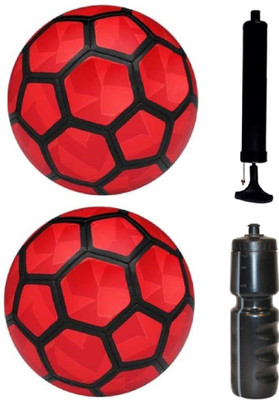 

SportsCorner Kit of 2 Red Football (Size-5) with Air Pump & Sipper Football Kit