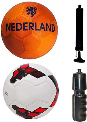 

SportsCorner Combo of Nederland Orange + Premier League Red/Purple Football (Size-5) with Air Pump & Sipper Football Kit