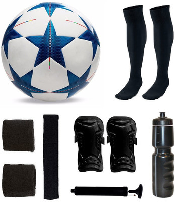 

SportsCorner Combo of Bluestar Champions League Football (Size-5) & Kit of 5 Other items Football Kit