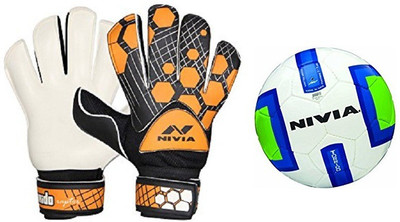 

Nivia Combo of two - one Pair of 'Torrido' Goalkeeping Gloves (Size Large) + one 'Torrido' Football (Size-5) Football Kit