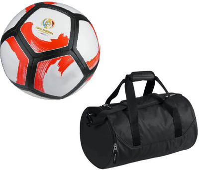 

SportsCorner Combo of Pitchciento Cope America Centenario White/Red Football (Size-5) with Kit Bag Football Kit