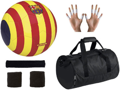 

SportsCorner Combo of FCB Blaugrana Yellow/Red Football (Size-5), Kit Bag & Supporters Football Kit