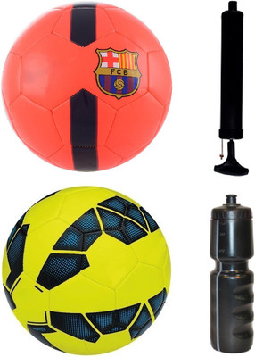 

SportsCorner Combo of Orange + Premier League Yellow/Blue Football (Size-5) with Air Pump & Sipper Football Kit