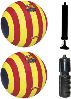 

SportsCorner Kit of 2 Yellow/Red Football (Size-5) with Air Pump & Sipper Football Kit