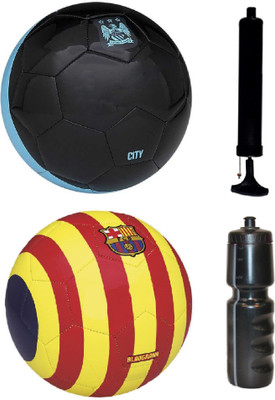 

SportsCorner Combo of City Black/Blue + Yellow/Red Football (Size-5) with Air Pump & Sipper Football Kit
