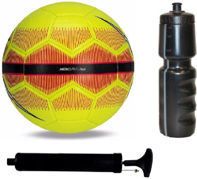 SportsCorner Kit of Yellow/Red Football (Size-5) with Air Pump & Sipper Football Kit Flipkart