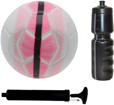 

SportsCorner Kit of Mercurial Veer White/Pink Football (Size-5) with Air Pump & Sipper Football Kit