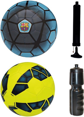 SportsCorner Combo of FCB Blue + Premier League Yellow/Blue Football (Size-5) with Air Pump & Sipper Football Kit Flipkart